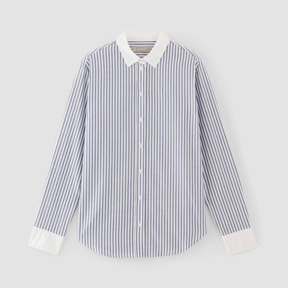 NWOT Everlane Must-Have Shirt in Silky Cotton, Blue White Stripe - Size 6 - Picture 2 of 16